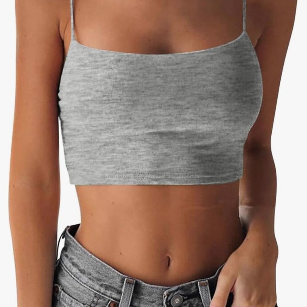 Women's Cropped Tank Top - Grey - Medium
